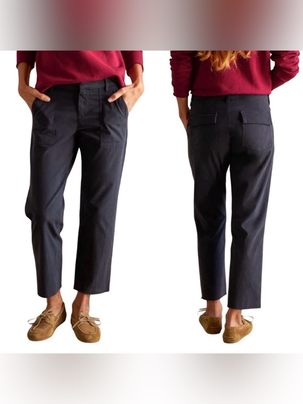 FRANK & EILEEN Blackstone Crop Utility Pants in Washed Black Classic Size 0